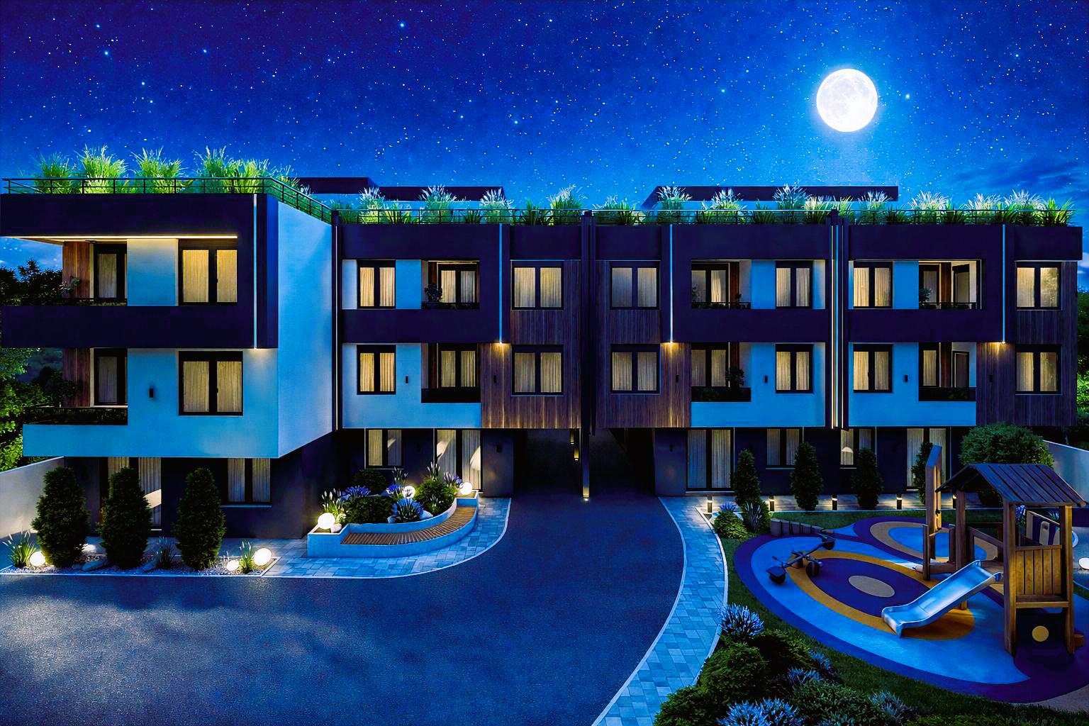AI Home zgrada noću